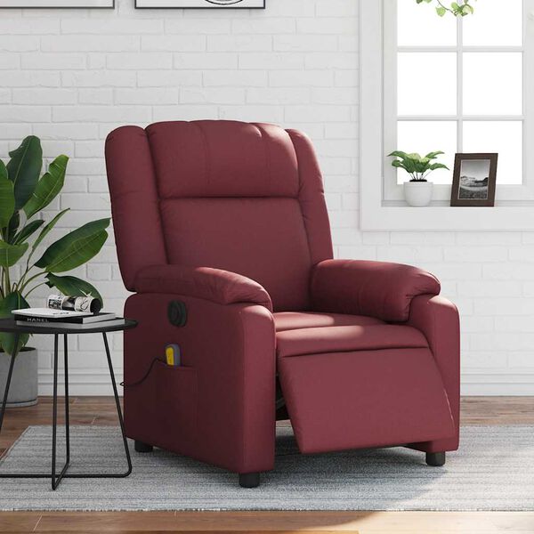vidaXL Fauteuil de massage inclinable &eacute;lectrique rouge bordeaux