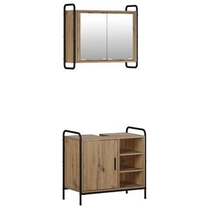 vidaXL Ensemble d'armoire de salle de bain 2 pc Ch&ecirc;ne artisanal