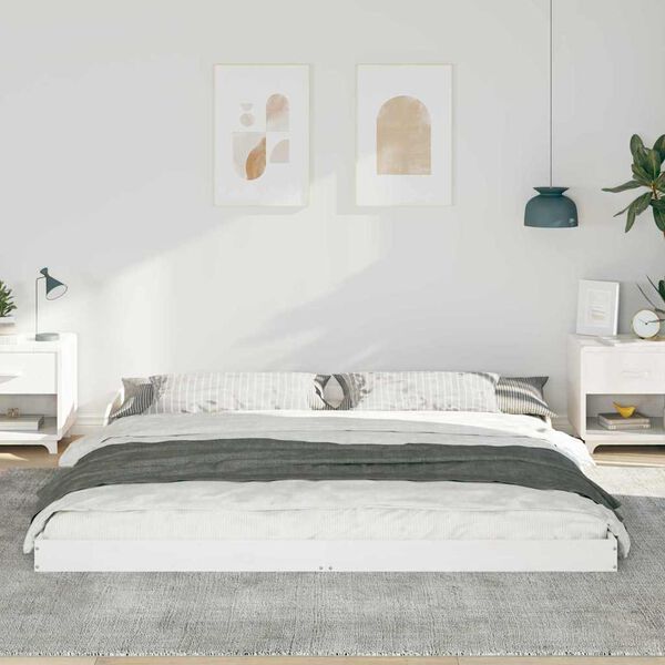 vidaXL Cadre de lit Blanc 200 x 220 cm Pin massif