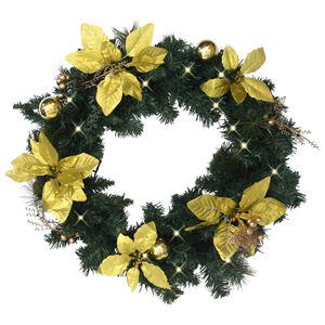 vidaXL Couronne de No&euml;l avec lumi&egrave;res LED vert 60 cm PVC