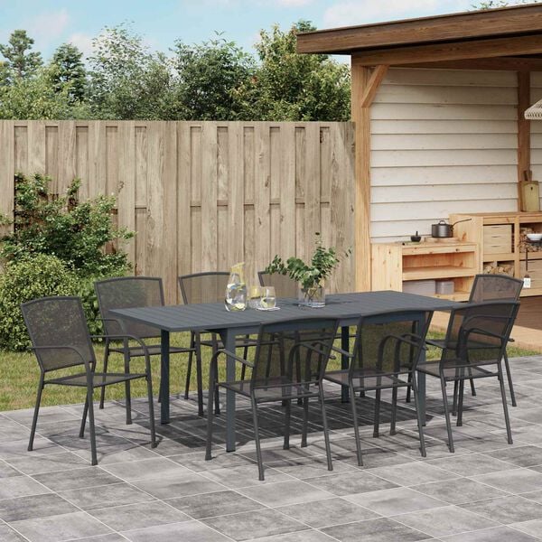 vidaXL Ensemble de salle &agrave; manger pour jardin 9 pcs Anthracite Acier