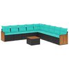 vidaXL Ensemble de canap&eacute; de jardin 10 pcs avec coussins noir r&eacute;sine tress&eacute;e