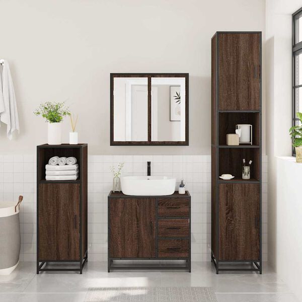 vidaXL Ensemble de meubles de salle de bain 2 pcs Chêne marron