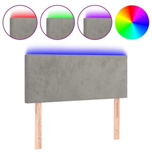 vidaXL T&ecirc;te de lit &agrave; LED Gris clair 80x5x78/88 cm Velours