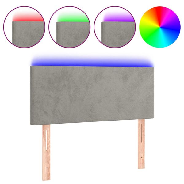 vidaXL T&ecirc;te de lit &agrave; LED Gris clair 80x5x78/88 cm Velours
