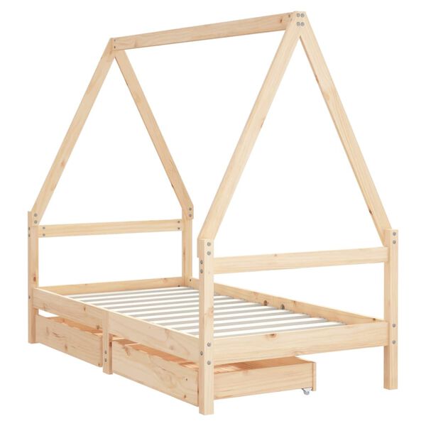 vidaXL Cadre de lit pour enfant et tiroirs 80x160cm bois de pin massif