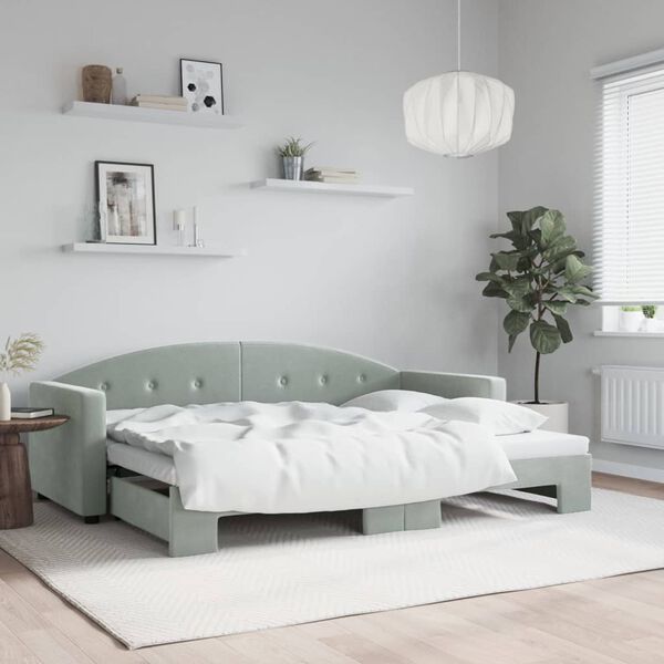 vidaXL Lit de jour avec gigogne sans matelas gris clair 80x200 cm