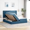 vidaXL Lit de Rangement avec matelas Bleu fonc&eacute; 200 x 200 cm Velours