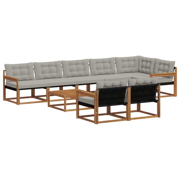 vidaXL Ensemble de canap&eacute;s d'ext&eacute;rieur 9 pcs Gris Naturel et Clair