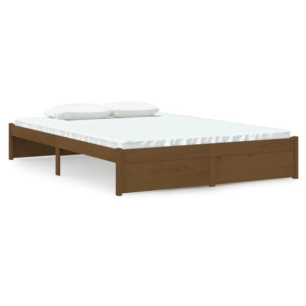 vidaXL Cadre de lit sans matelas marron miel bois massif 140x200 cm