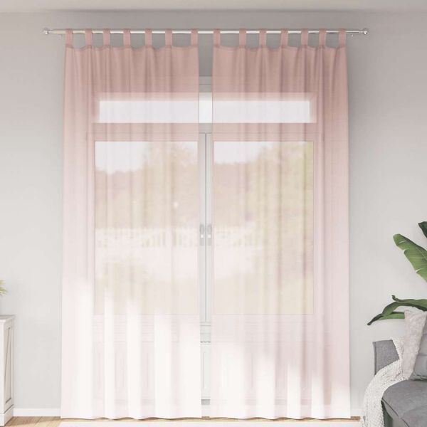 vidaXL Rideaux en voile avec boucles 2 pcs rose clair 140x260 cm