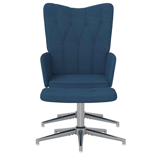 vidaXL Chaise de relaxation avec tabouret Bleu Tissu