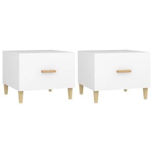 vidaXL Tables basses 2 pcs blanc 50x50x40 cm bois d'ing&eacute;nierie