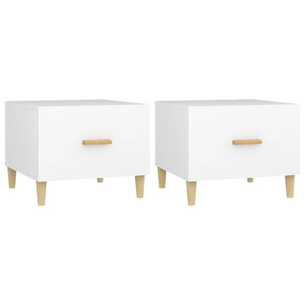 vidaXL Tables basses 2 pcs blanc 50x50x40 cm bois d'ingénierie
