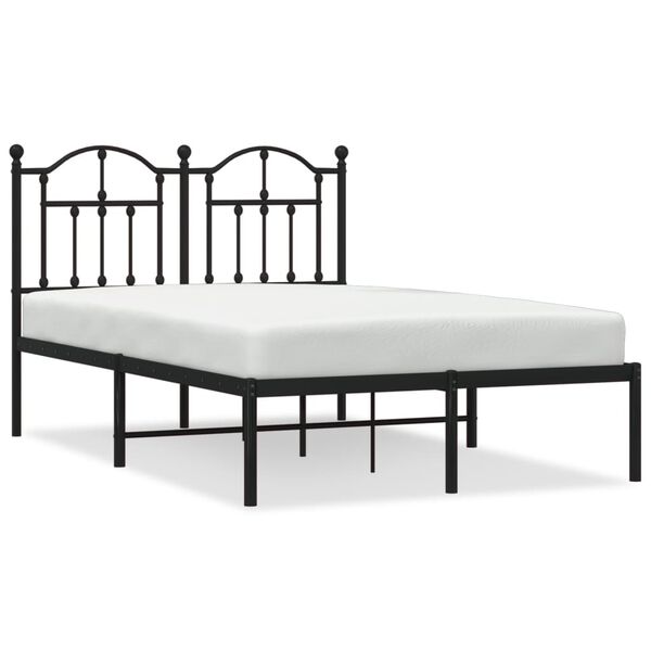 vidaXL Cadre de lit métal sans matelas avec tête de lit noir 120x200cm