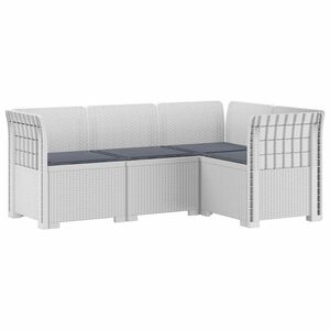 vidaXL Canap&eacute; de jardin 4 places avec coussins aspect rotin PP Blanc