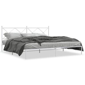 vidaXL Cadre de lit m&eacute;tal sans matelas et t&ecirc;te de lit blanc 193x203 cm