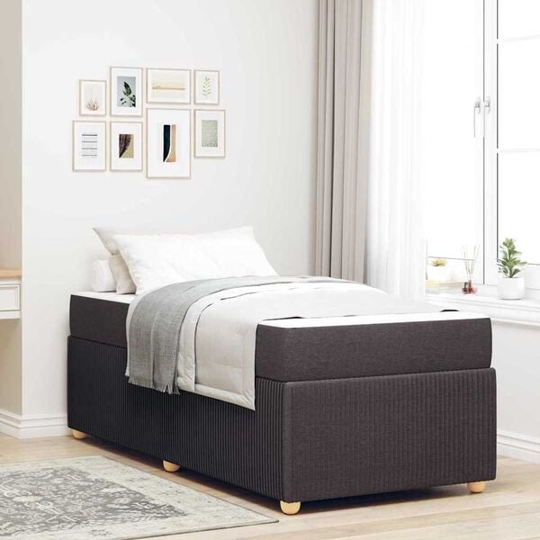 vidaXL Cadre de lit avec matelas Marron foncé 100 x 200 cm tissu