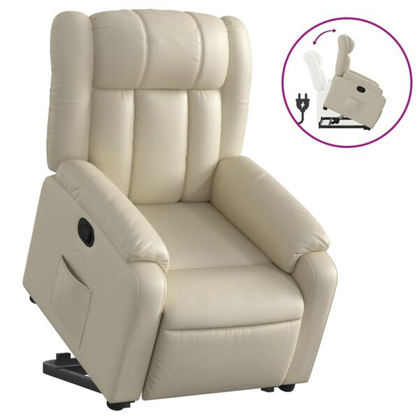 vidaXL Fauteuil inclinable Crème Similicuir