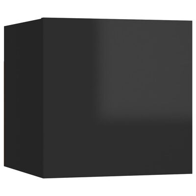 vidaXL Meubles TV muraux 2 pcs Noir brillant 30,5x30x30 cm
