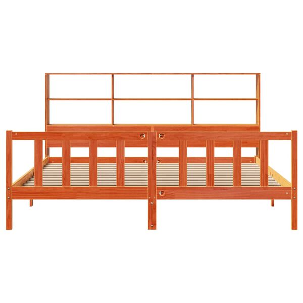 vidaXL Lit biblioth&egrave;que sans matelas cire marron 200x200 cm pin massif