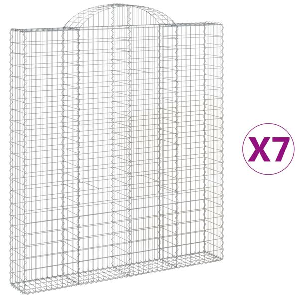 vidaXL Paniers &agrave; gabions arqu&eacute;s 7 pcs 200x30x220/240 cm fer galvanis&eacute;