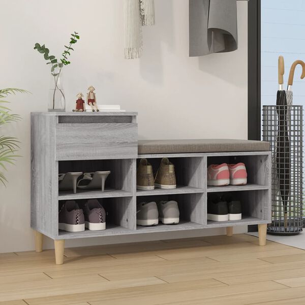 vidaXL Armoire à chaussures Sonoma gris 102x36x60 cm Bois d'ingénierie
