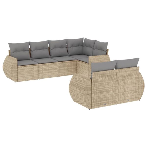 vidaXL Salon de jardin avec coussins 7 pcs beige r&eacute;sine tress&eacute;e