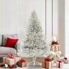 vidaXL Sapin de No&euml;l artificiel pr&eacute;-&eacute;clair&eacute; Argent 180 cm PET