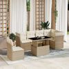 vidaXL Salon de jardin avec coussins 7 pcs beige r&eacute;sine tress&eacute;e