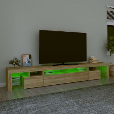 vidaXL Meuble TV avec lumières LED Chêne sonoma 260x36,5x40 cm