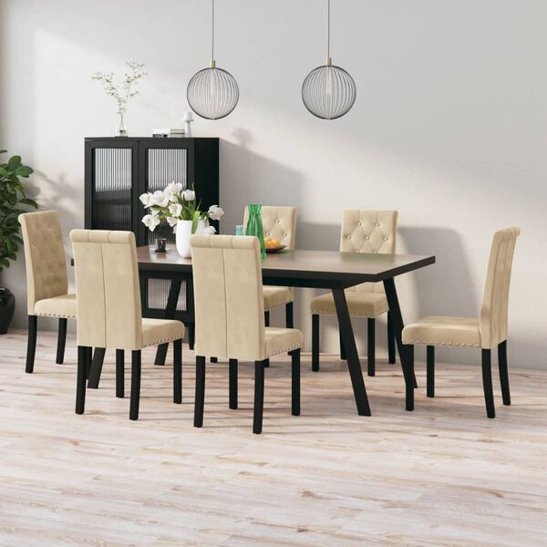 vidaXL Chaises &agrave; manger lot de 6 cr&egrave;me velours