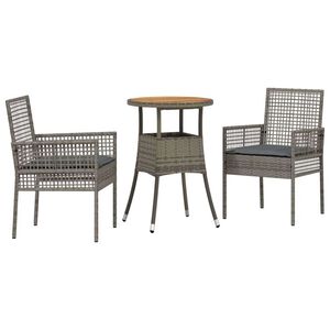 vidaXL Ensemble de salle &agrave; manger pour jardin 3 pcs Gris polyrotin