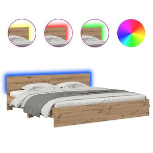 vidaXL Cadre de lit Ch&ecirc;ne artisanal 180 x 200 cm Bois d'ing&eacute;nierie