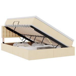 vidaXL Lit avec rangement et matelas avec matelas Cr&egrave;me 140 x 190 cm