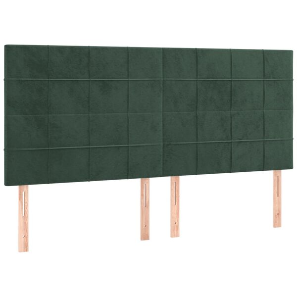 vidaXL T&ecirc;te de lit &agrave; LED Vert fonc&eacute; 180x5x118/128 cm Velours