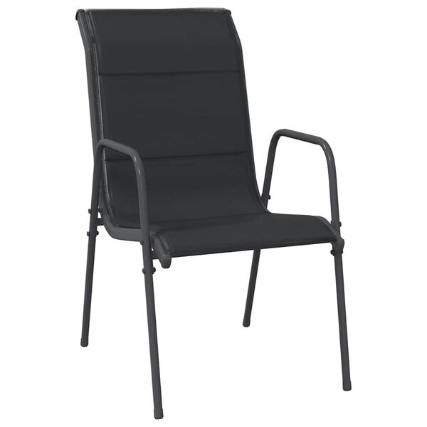 vidaXL Chaises de jardin 4 pcs Acier et textil&egrave;ne Noir