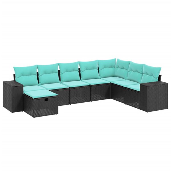 vidaXL Salon de jardin 8 pcs avec coussins marron résine tressée