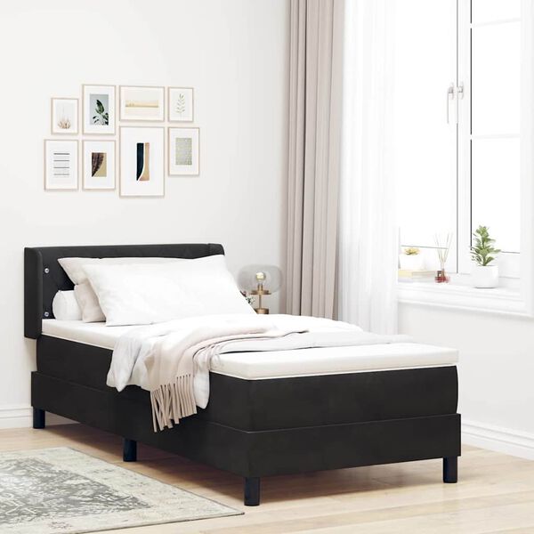 vidaXL Lit &agrave; ressorts avec matelas Noir 200 x 90 cm Velours