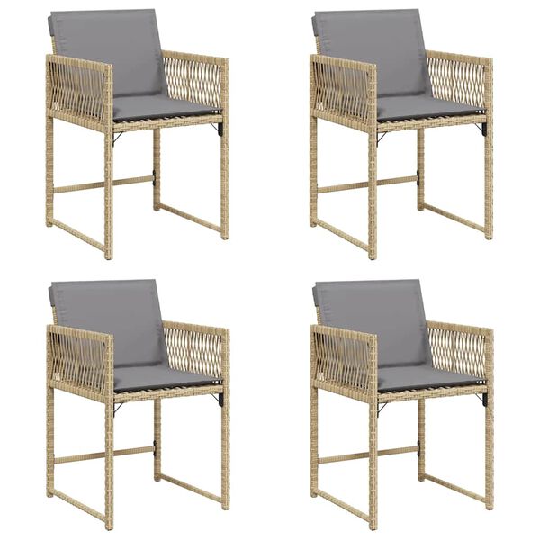 vidaXL Chaises de jardin avec coussins lot de 4 mélange beige