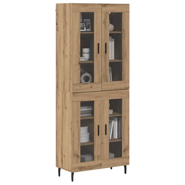vidaXL Haut Armoire 2 pcs Ch&ecirc;ne artisanal Bois Agglom&eacute;r&eacute; et Verre