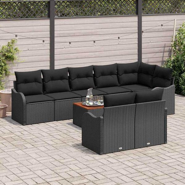 vidaXL Ensemble de canap&eacute; de jardin avec stockage 9 pcs Noir polyrotin