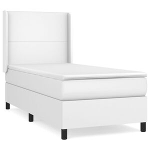 vidaXL Sommier &agrave; lattes de lit avec matelas Blanc 90x200 cm Similicuir