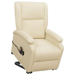 vidaXL Fauteuil de massage Cr&egrave;me Similicuir