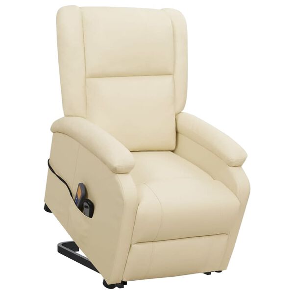 vidaXL Fauteuil de massage Cr&egrave;me Similicuir