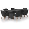 vidaXL Ensemble &agrave; manger de jardin 7 pcs R&eacute;sine tress&eacute;e Noir