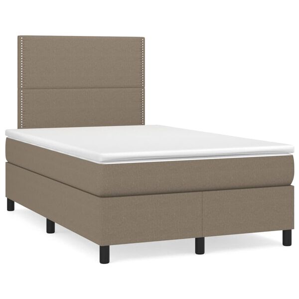 vidaXL Sommier &agrave; lattes de lit avec matelas Taupe 120x200 cm Tissu