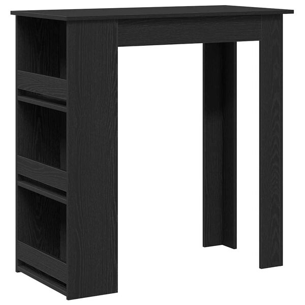vidaXL Table de bar avec &eacute;tag&egrave;re de rangement ch&ecirc;ne noir