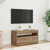 vidaXL Meuble TV avec lumi&egrave;res LED ch&ecirc;ne artisanal bois d'ing&eacute;nierie