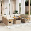 vidaXL Salon de jardin 11 pcs avec coussins beige r&eacute;sine tress&eacute;e